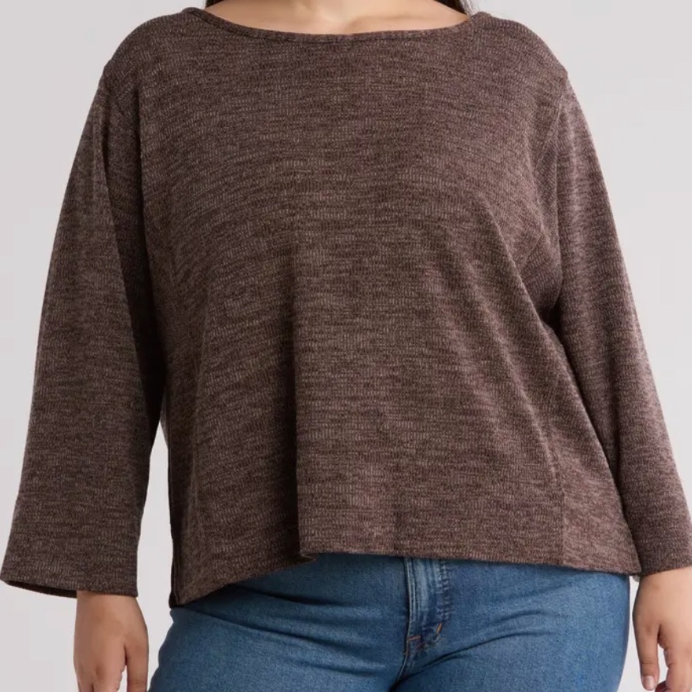 Max Studio Bateau Neck Long Sleeve Top
